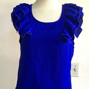 MILK & HONEY Casual Top Tank Ruffled Sleeveless Tie Back Lightweight Blue S